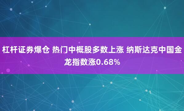 杠杆证券爆仓 热门中概股多数上涨 纳斯达克中国金龙指数涨0.68%